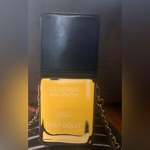 3AM DAILY DOLLY “Nail Polish” Black & Yellow Patent Crossbody Bag, NWOT